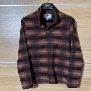 John Wayne Men's sz S Plaid Fleece Pullover 1/4 Snap Rust & Blk Jacket Sweater